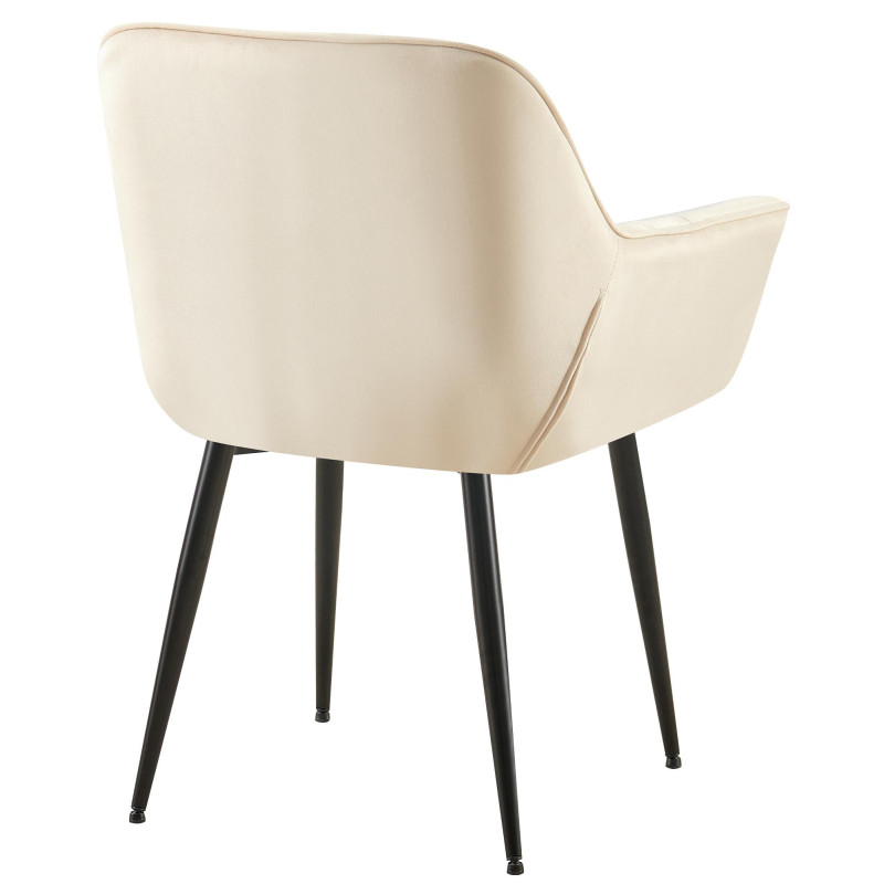Fauteuil de table haut de gamme en Velours Blanc crème Métal Noir Davlyn - 4
