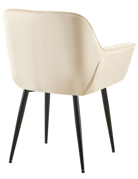 Fauteuil de table haut de gamme en Velours Blanc crème Métal Noir Davlyn - 4