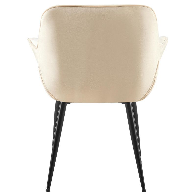 Fauteuil de table haut de gamme en Velours Blanc crème Métal Noir Davlyn - 5