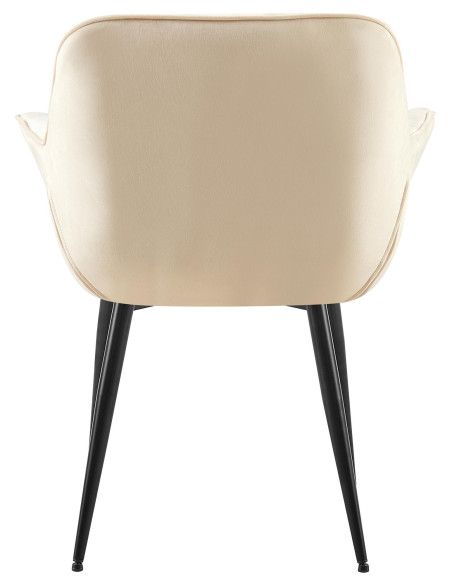 Fauteuil de table haut de gamme en Velours Blanc crème Métal Noir Davlyn - 5