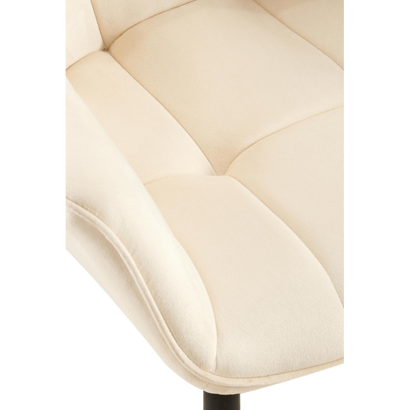 Fauteuil de table haut de gamme en Velours Blanc crème Métal Noir Davlyn - 6