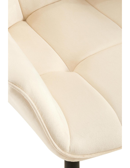 Fauteuil de table haut de gamme en Velours Blanc crème Métal Noir Davlyn - 6