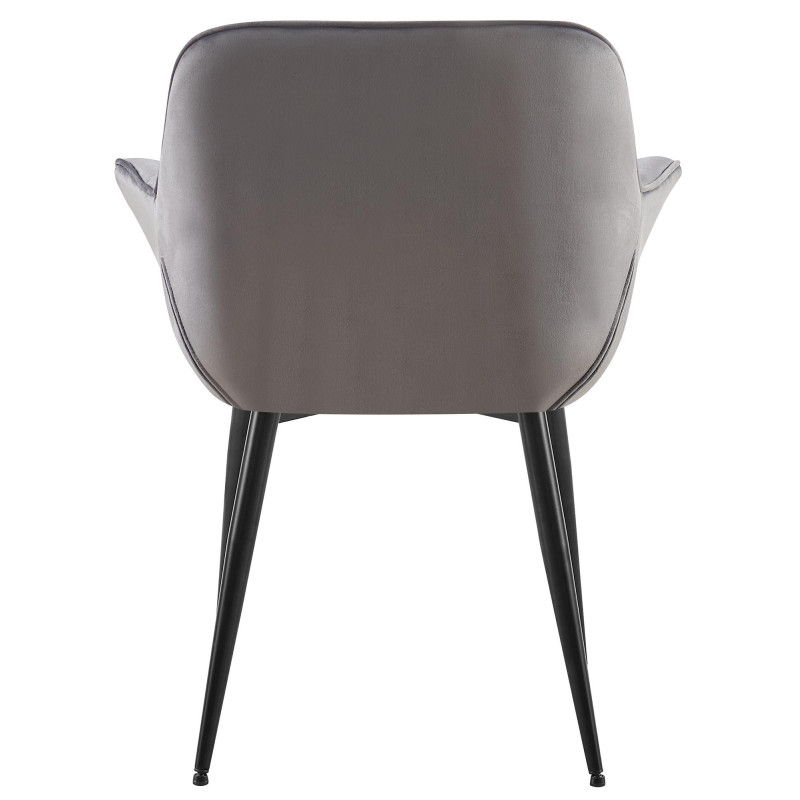 Fauteuil de table haut de gamme en Velours Gris foncé Métal Noir Davlyn - 4