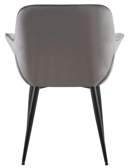 Fauteuil de table haut de gamme en Velours Gris foncé Métal Noir Davlyn - 4