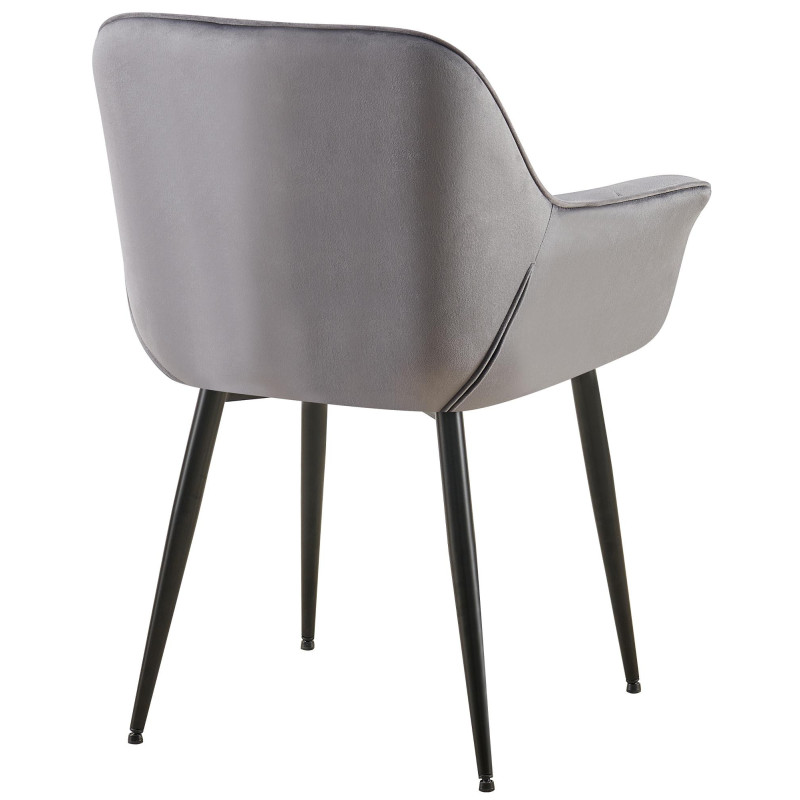 Fauteuil de table haut de gamme en Velours Gris foncé Métal Noir Davlyn - 7