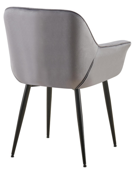 Fauteuil de table haut de gamme en Velours Gris foncé Métal Noir Davlyn - 7