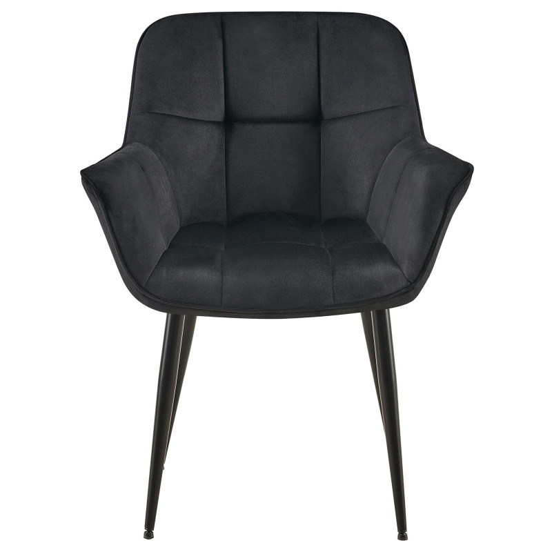 Fauteuil de table haut de gamme en Velours Noir Métal Noir Davlyn - 2