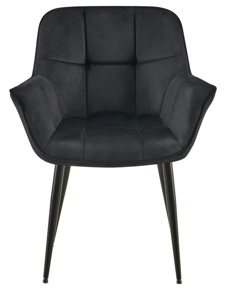 Fauteuil de table haut de gamme en Velours Noir Métal Noir Davlyn - 2