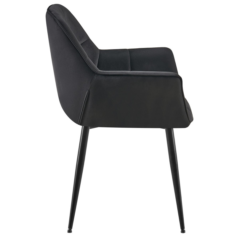 Fauteuil de table haut de gamme en Velours Noir Métal Noir Davlyn - 3