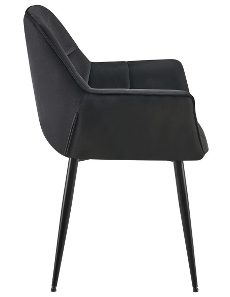 Fauteuil de table haut de gamme en Velours Noir Métal Noir Davlyn - 3