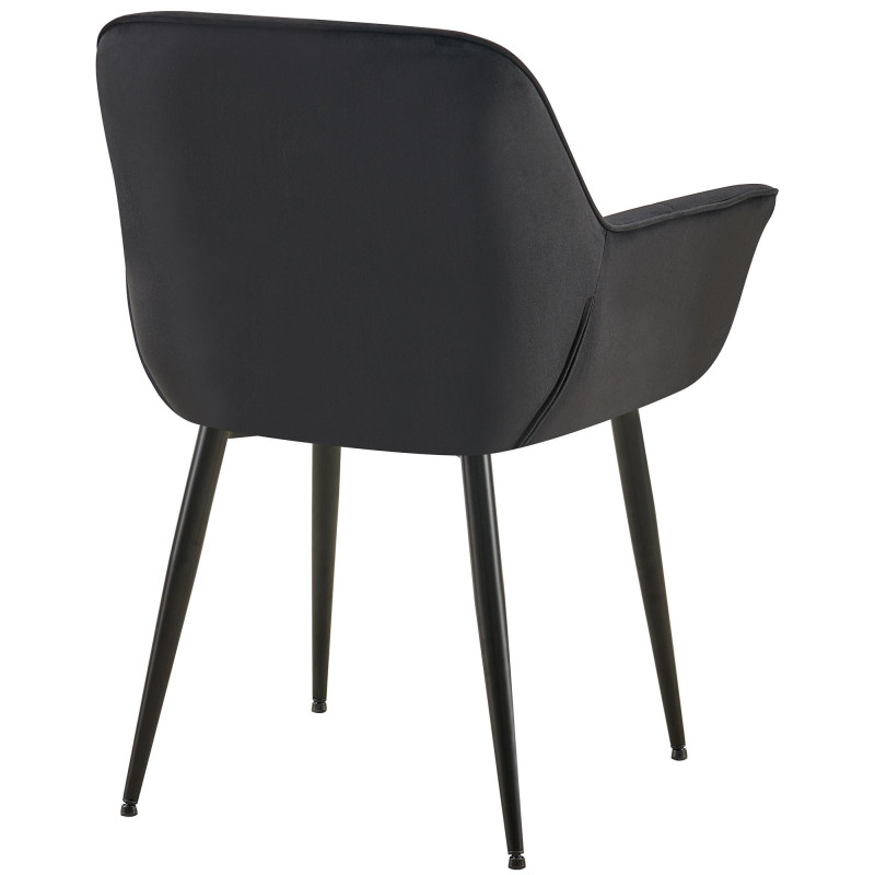 Fauteuil de table haut de gamme en Velours Noir Métal Noir Davlyn - 4