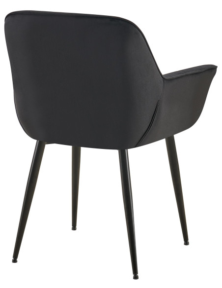 Fauteuil de table haut de gamme en Velours Noir Métal Noir Davlyn - 4