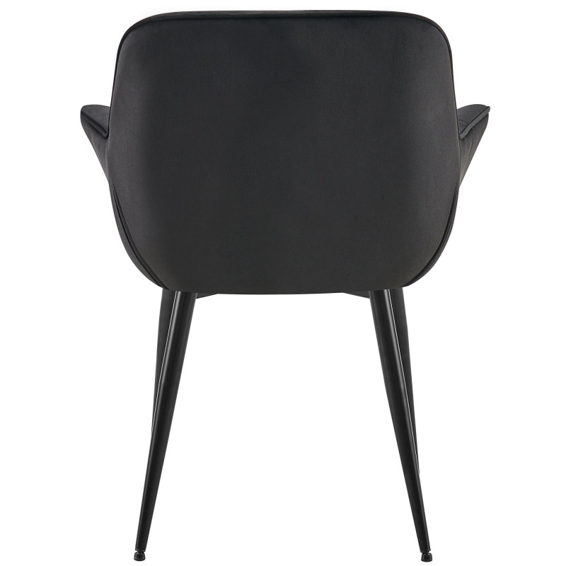 Fauteuil de table haut de gamme en Velours Noir Métal Noir Davlyn - 5