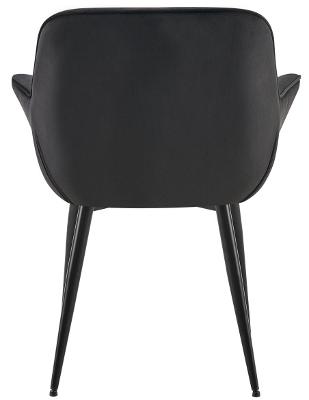 Fauteuil de table haut de gamme en Velours Noir Métal Noir Davlyn - 5