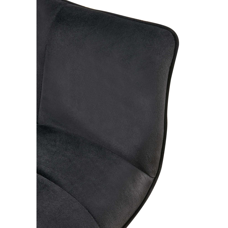 Fauteuil de table haut de gamme en Velours Noir Métal Noir Davlyn - 6