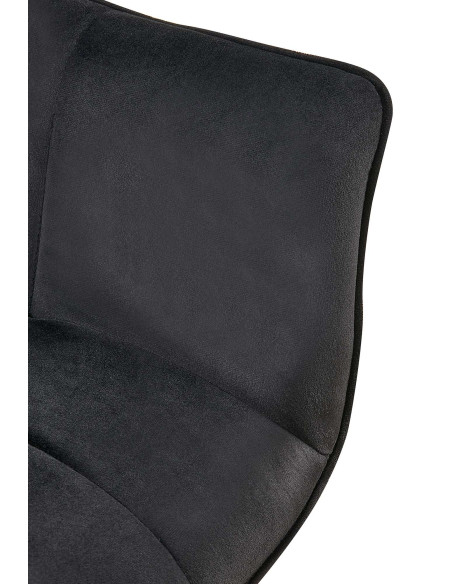 Fauteuil de table haut de gamme en Velours Noir Métal Noir Davlyn - 6