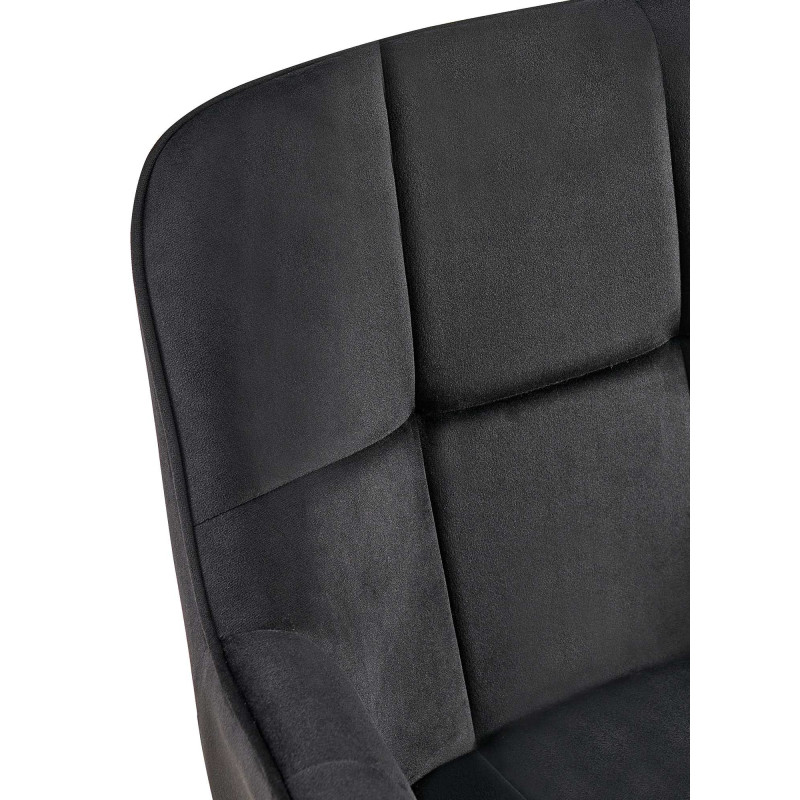 Fauteuil de table haut de gamme en Velours Noir Métal Noir Davlyn - 7