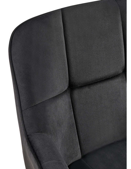 Fauteuil de table haut de gamme en Velours Noir Métal Noir Davlyn - 7