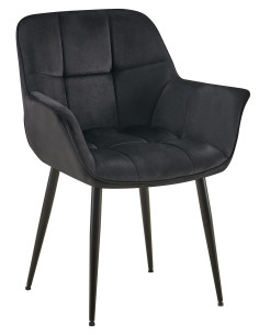 Fauteuil de table haut de gamme en Velours Noir Métal Noir Davlyn - 1