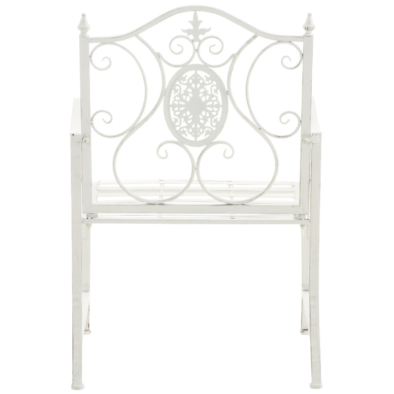 Fauteuil de table extérieur en Fer forgé Blanc Vieilli Elyval - 3