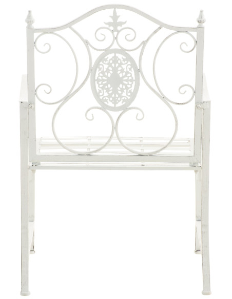 Fauteuil de table extérieur en Fer forgé Blanc Vieilli Elyval - 3