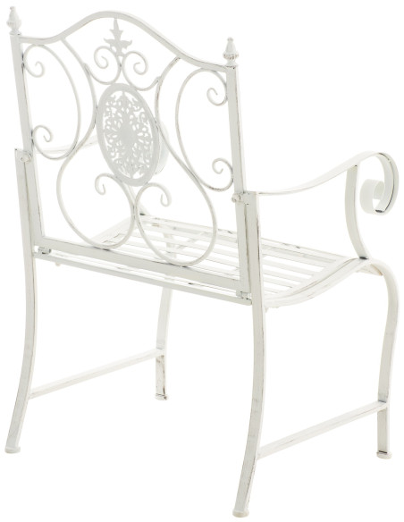 Fauteuil de table extérieur en Fer forgé Blanc Vieilli Elyval - 2