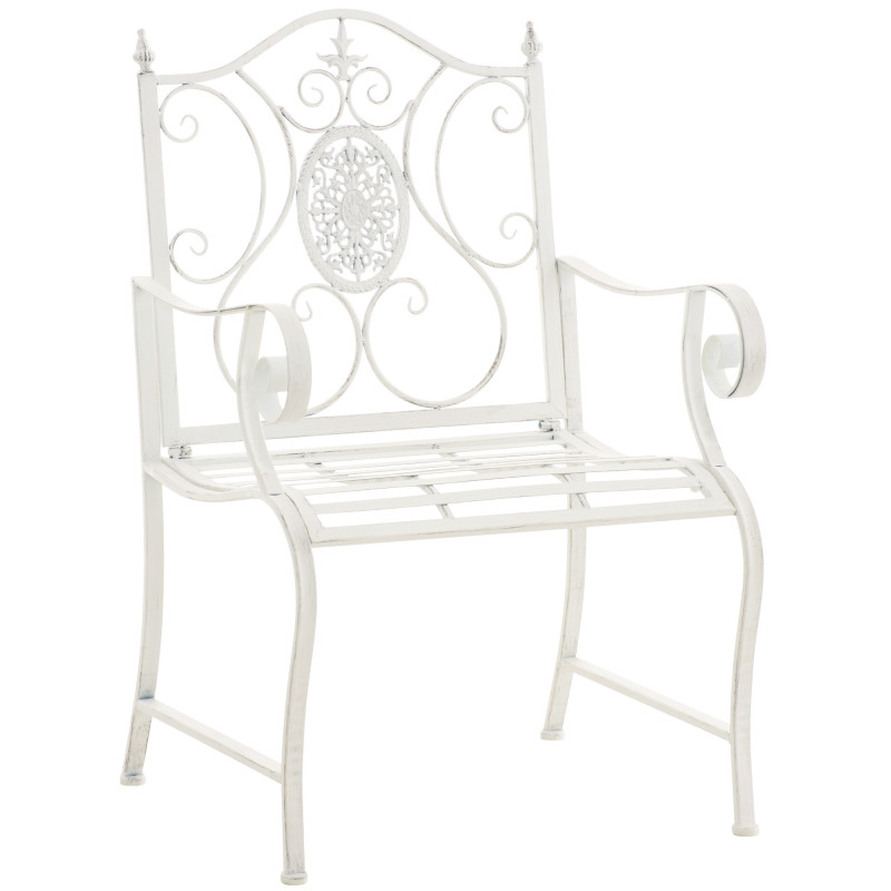 Fauteuil de table extérieur en Fer forgé Blanc Vieilli Elyval - 1