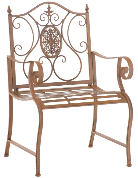 Fauteuil de table extérieur en Fer forgé Marron Vieilli Elyval - 1