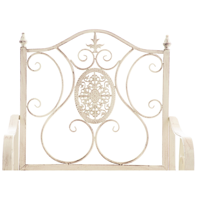 Fauteuil de table extérieur en Fer forgé Blanc crème Vieilli Elyval - 3