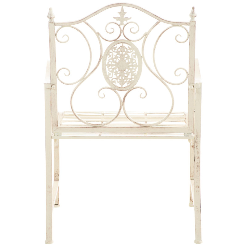 Fauteuil de table extérieur en Fer forgé Blanc crème Vieilli Elyval - 2