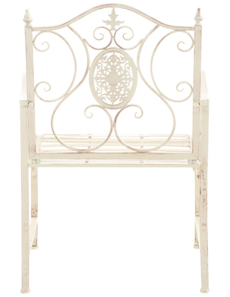 Fauteuil de table extérieur en Fer forgé Blanc crème Vieilli Elyval - 2