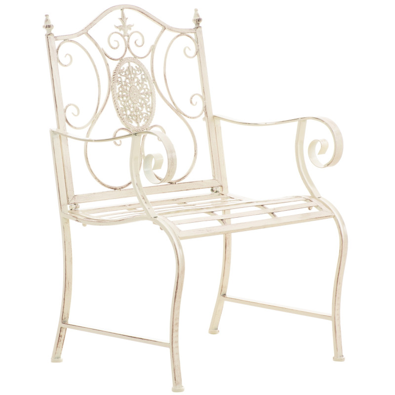 Fauteuil de table extérieur en Fer forgé Blanc crème Vieilli Elyval - 1