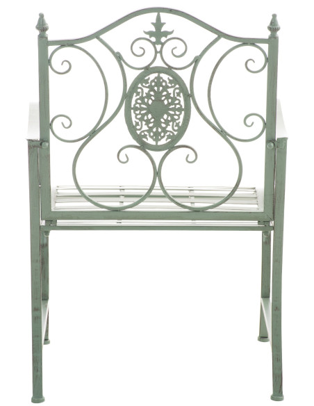 Fauteuil de table extérieur en Fer forgé Vert Vieilli Elyval - 3