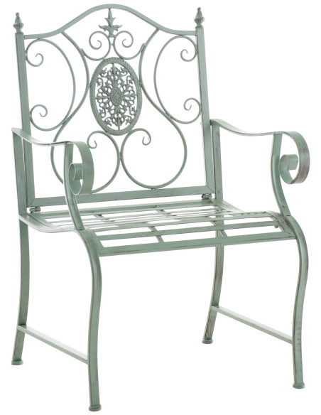 Fauteuil de table extérieur en Fer forgé Vert Vieilli Elyval - 1