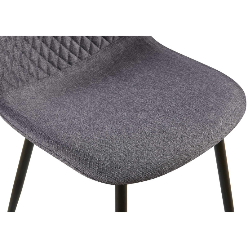Chaise moderne Dossier matelassé en Tissu Gris foncé Métal Noir Silvia - 4