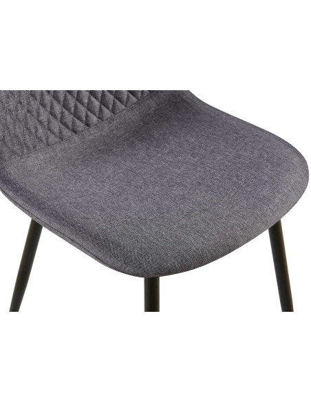 Chaise moderne Dossier matelassé en Tissu Gris foncé Métal Noir Silvia - 4