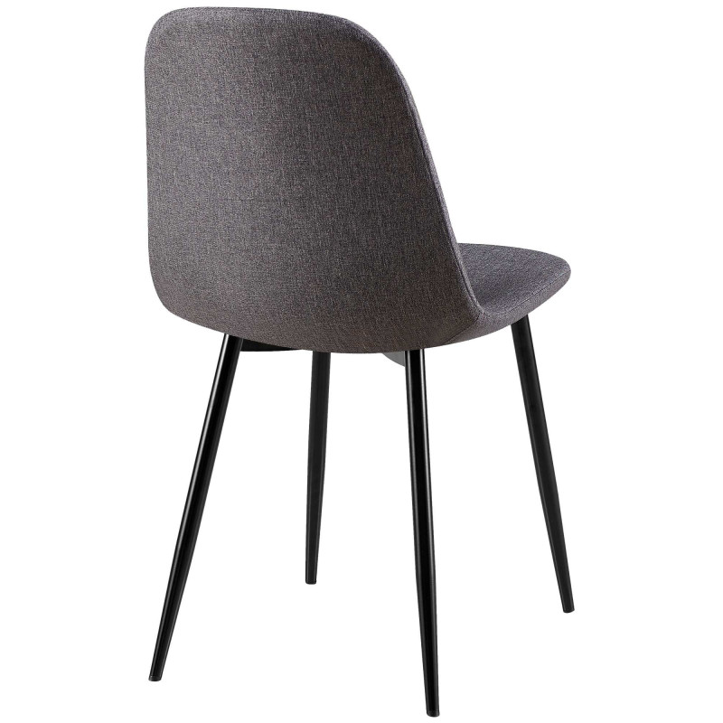 Chaise moderne Dossier matelassé en Tissu Gris foncé Métal Noir Silvia - 2
