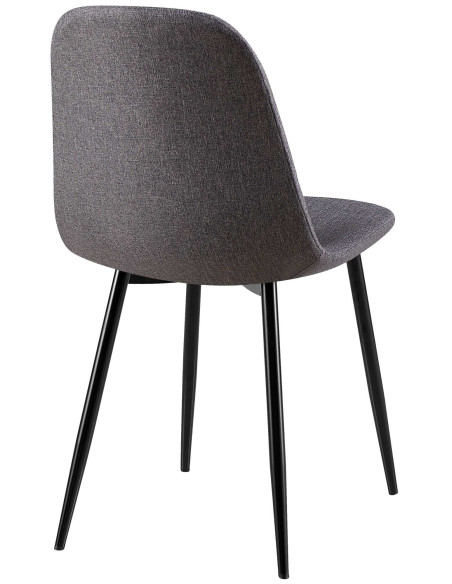 Chaise moderne Dossier matelassé en Tissu Gris foncé Métal Noir Silvia - 2
