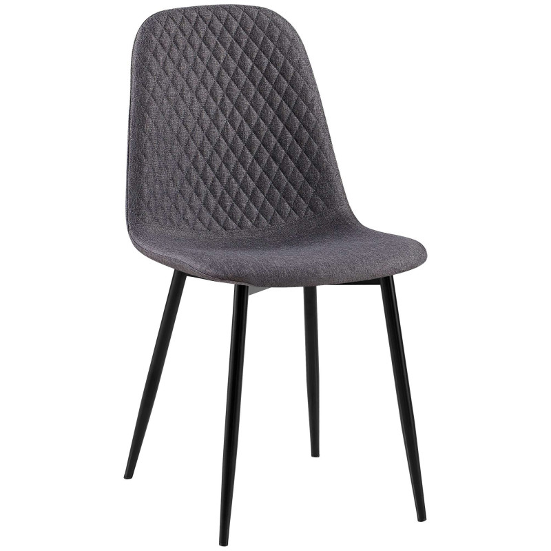 Chaise moderne Dossier matelassé en Tissu Gris foncé Métal Noir Silvia - 1