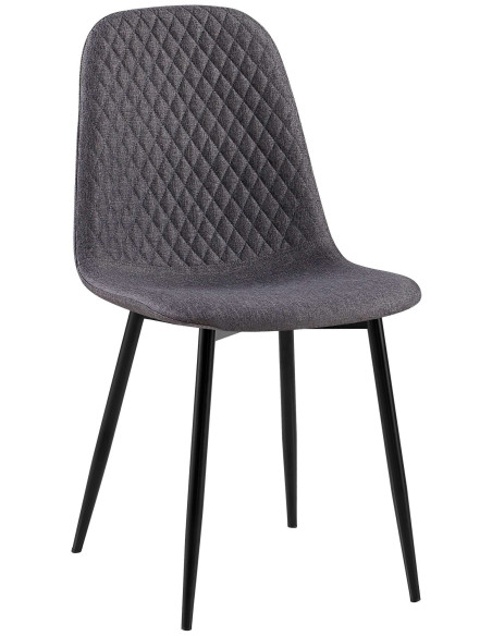 Chaise moderne Dossier matelassé en Tissu Gris foncé Métal Noir Silvia - 1