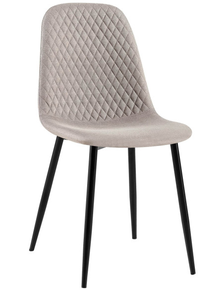 Chaise moderne Dossier matelassé en Tissu Gris Métal Noir Silvia - 1