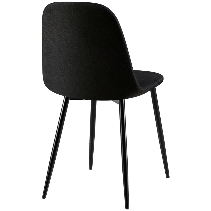 Chaise moderne Dossier matelassé en Tissu Noir Métal Noir Silvia - 2