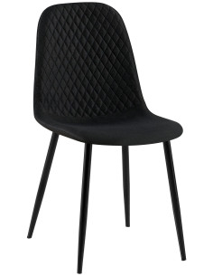 Chaise moderne Dossier matelassé en Tissu Noir Métal Noir Silvia - 1