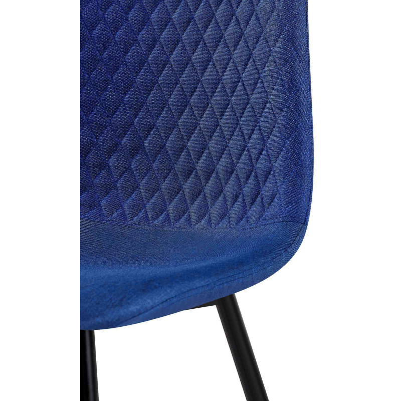 Chaise moderne Dossier matelassé en Tissu Bleu Métal Noir Silvia - 4