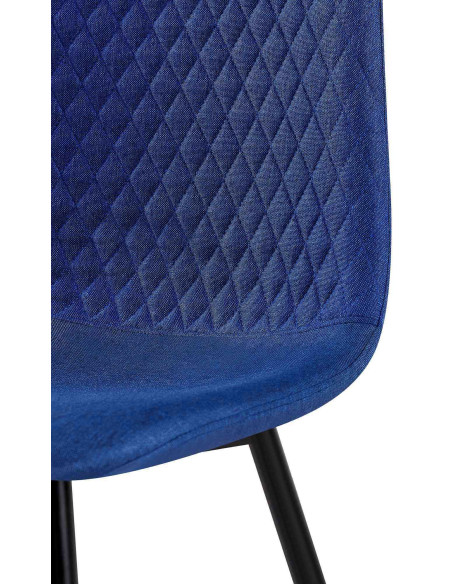 Chaise moderne Dossier matelassé en Tissu Bleu Métal Noir Silvia - 4