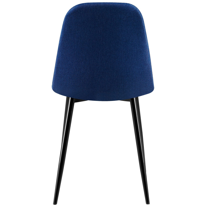 Chaise moderne Dossier matelassé en Tissu Bleu Métal Noir Silvia - 3