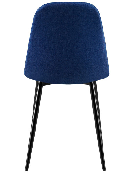 Chaise moderne Dossier matelassé en Tissu Bleu Métal Noir Silvia - 3