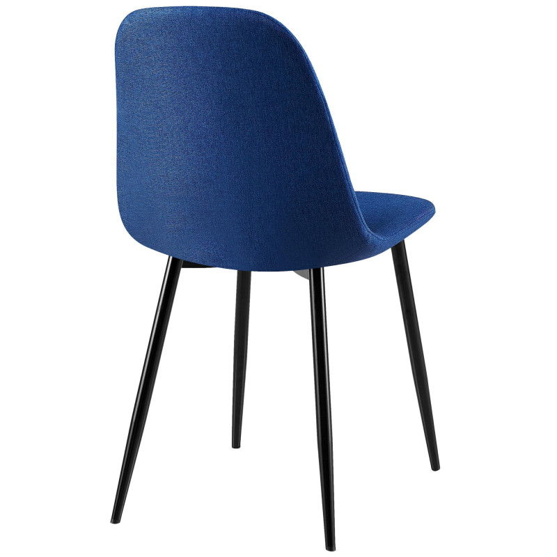 Chaise moderne Dossier matelassé en Tissu Bleu Métal Noir Silvia - 2
