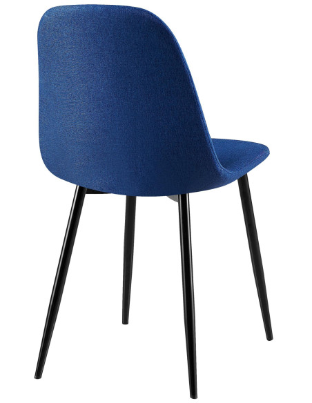 Chaise moderne Dossier matelassé en Tissu Bleu Métal Noir Silvia - 2