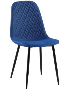 Chaise moderne Dossier matelassé en Tissu Bleu Métal Noir Silvia - 1